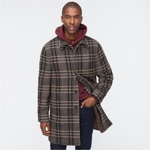 J. Crew Ludlow Wool Blend Brown and Black Plaid Coat Sz 40R